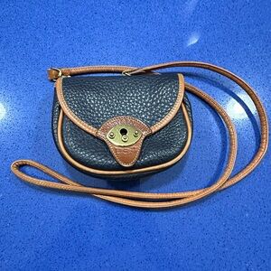 Dooney & Bourke Navy and Brown Leather Crossbody Bag